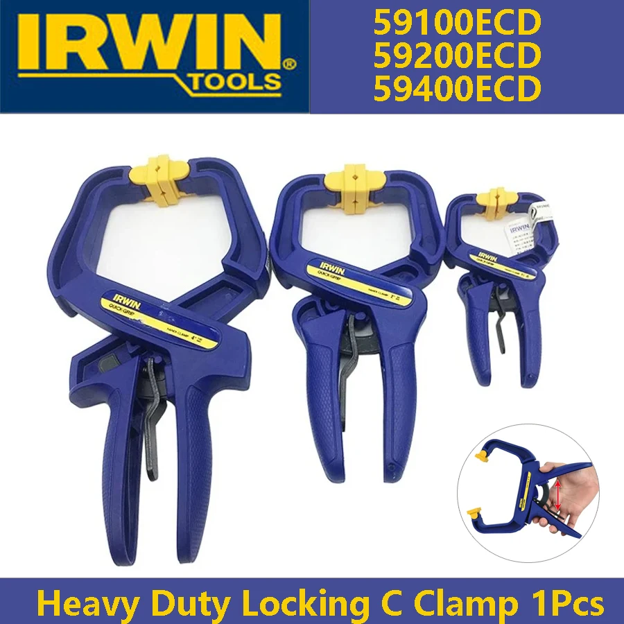 IRWIN Heavy Duty Locking C Quick Clamp Anti-slip Resin Vise Grip Wood Workshop Welding Fix Tool NO.59100|200|400 ECD