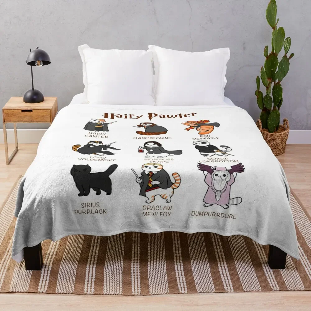 

Vintage Funny Hairy Pawter Cute Cat Throw Blanket Warm Hairy Soft Big Decorative Beds Blankets