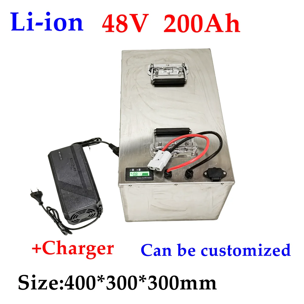 LH-waterproof lithium ion 48V 200AH li ion with 120A BMS for 7000w scooter bike EV inverter Solar energy storage + 15A charger