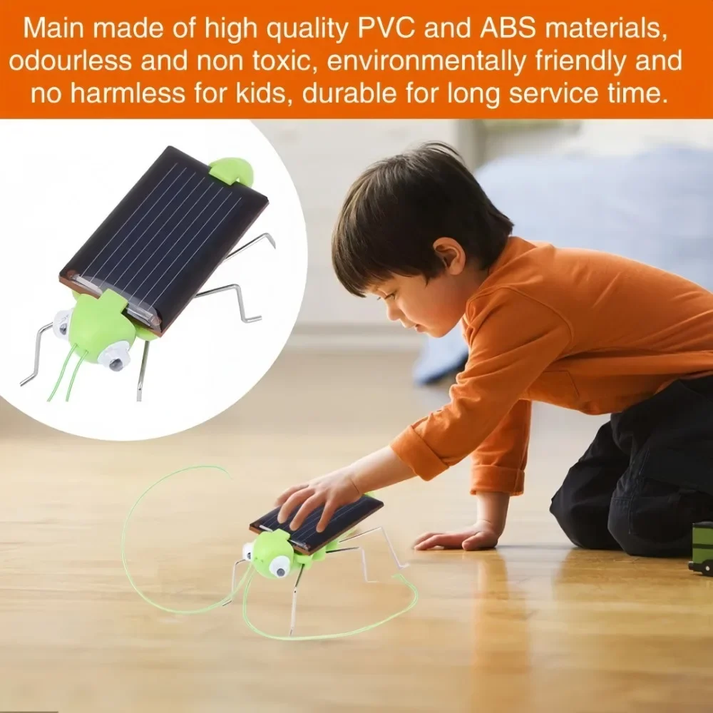 Grasshopper movido a energia solar, uma pequena criação tecnológica, um presente divertido de brincadeira para iluminação inteligência infantil
