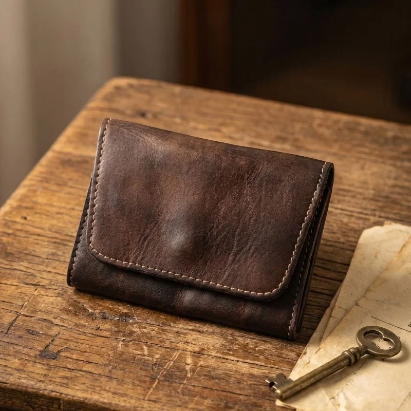 Vintage Handmade Driver's license Card Holder Original Leather Coin Storage Bag Genuine Leather Storage Bag for Men Women