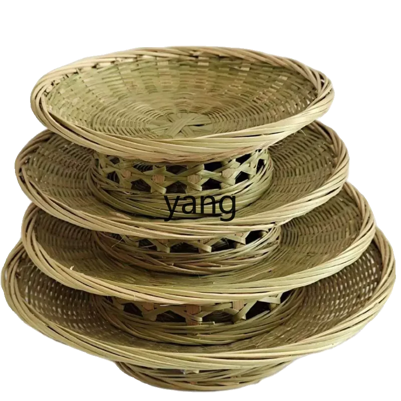 

LTT bamboo woven fruit plate, high foot with base, dried fruit storage plate, dim sum tray