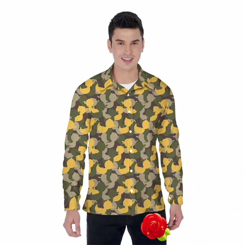 Cool Ducks Print Casual Shirt Man Cute Ducklings Street Style Shirts Autumn Blouse Long Sleeve Rubber Duck Unisex Lapel Blouse