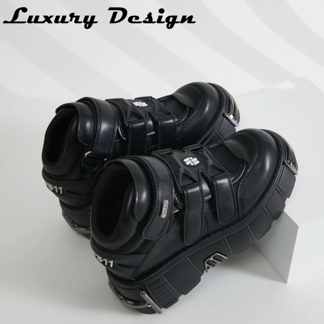 

Женские кроссовки в темном стиле панк, туфли на платформе 6 см, женские криперы, туфли с металлическими украшениями на массивной подошве, обувь для мальчиков в готическом стиле