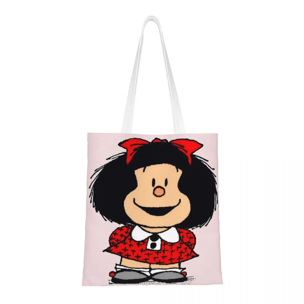 Bolso de mano con estampado de Mafalda Quino para mujer, bolsa de hombro escolar, plegable, bonito