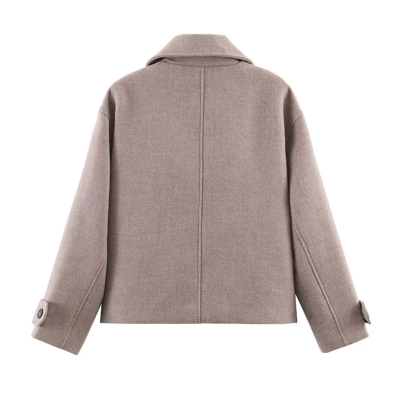 Women's Autumn & Winter New Arrival – European & American Style Fashion Double-Breasted Long-Sleeve Short Woolen Jacket Coat