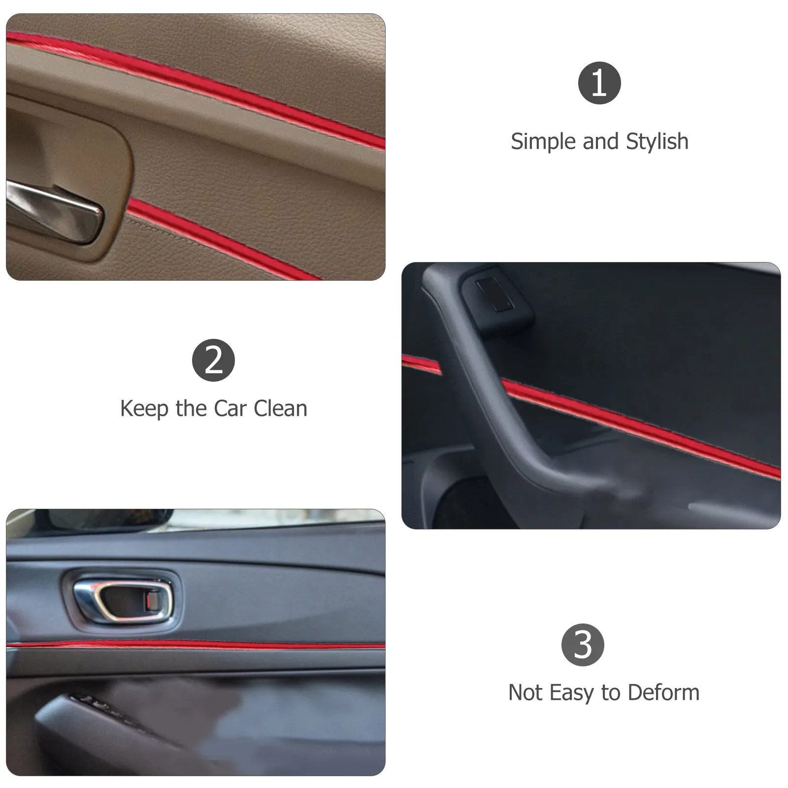 

10M Car Door Central Decorative Strip Electroplated Red Long Lasting Flexible PVC Trim For Interior Accessories Car Gaps Body