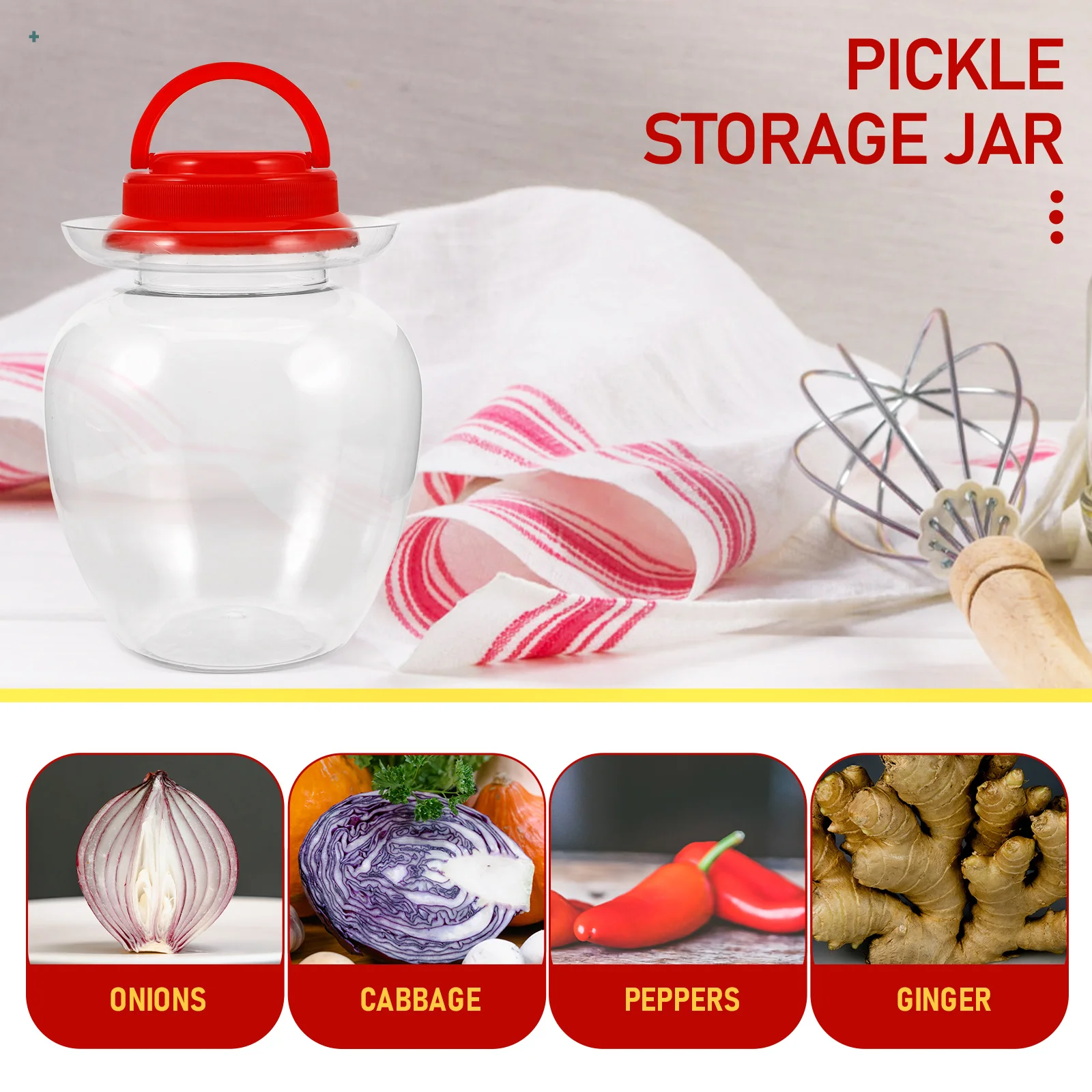 

Pickle Jar Food Fermenting Vegetable Large Capacity Home Jars Household Plastic Airtight Pickling Container