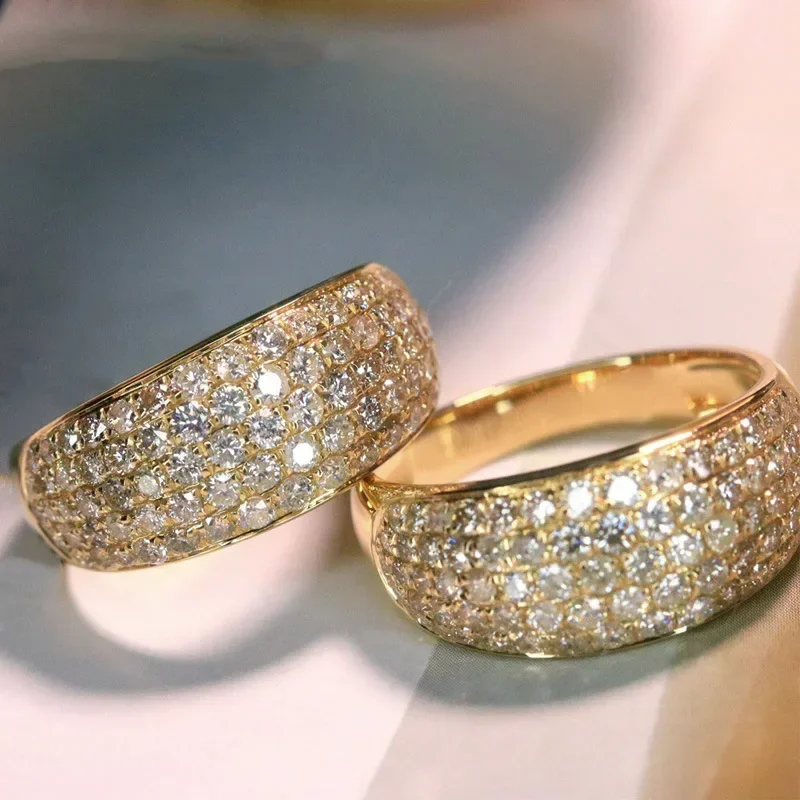 2026 New Fully Inlaid Zircon Geometric Ellipse Elegant and Simple Style Jewelry European and American Personalized New Ring