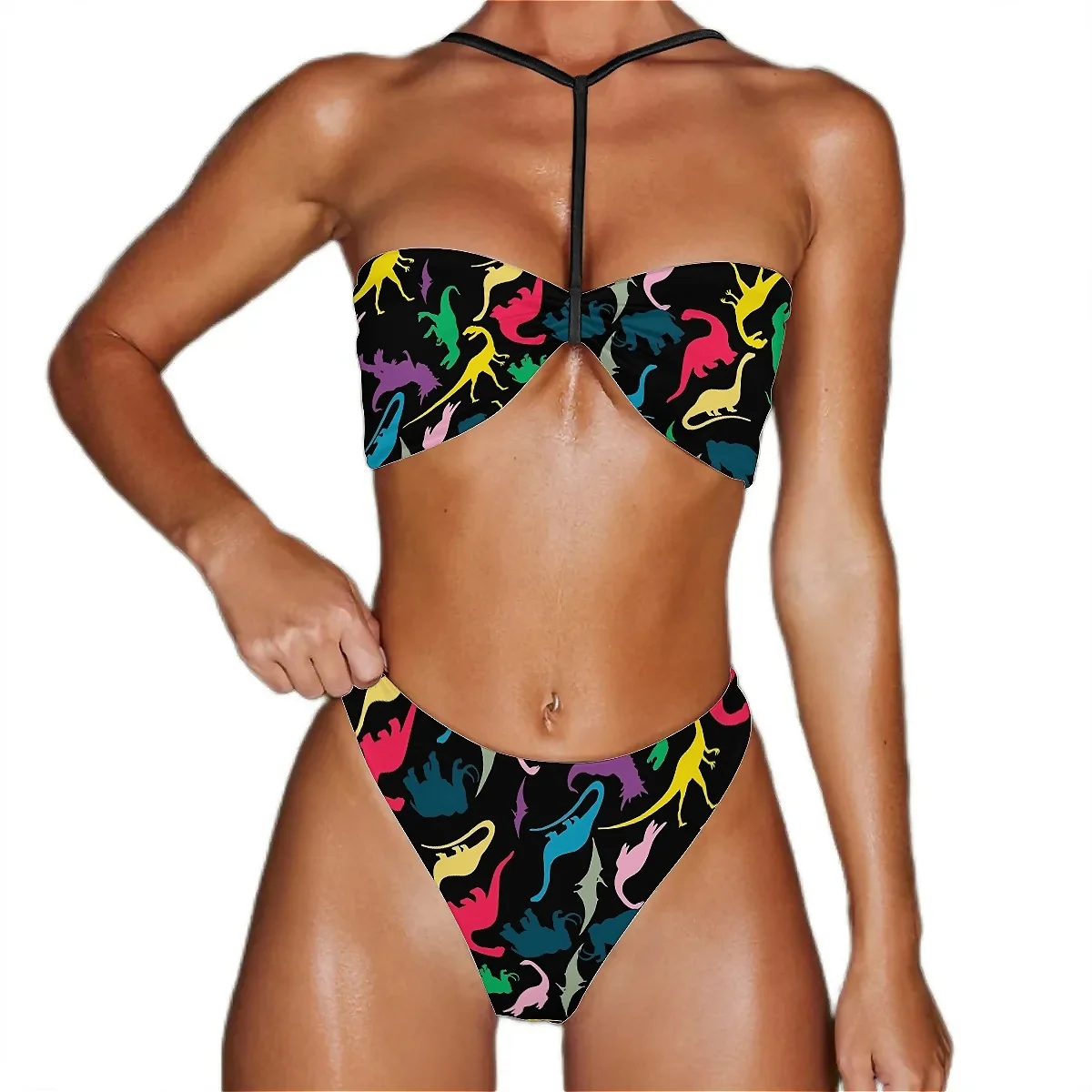 

Cool Dinosaur Bikini Swimsuit Push Up Stars Swim Bath Bikini Set Stylish Swimwear Women Sexy Bondage Design Feminine Bikinis