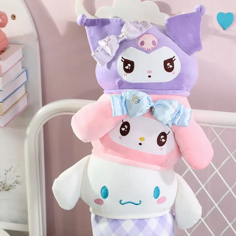 Coussin de dos Long de dessin animé, confortable Kuromi My Melody cannelle, poupée en peluche, oreiller, décoration de la maison, cadeaux d'anniversaire, jouet