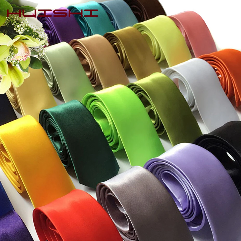 10/12pcs Krawatte für Männer Großhandel 28 einfarbige schlanke Krawatte Polyester Satin Krawatte formelle Party Krawatten Mode täglich Accessoire – Detail 4