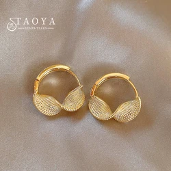 Copper alloy Gold Color Twisted Circle Earrings 2024 New Popular Ear Buckle For Women Girls Unusual Accessories High-end Jewelry