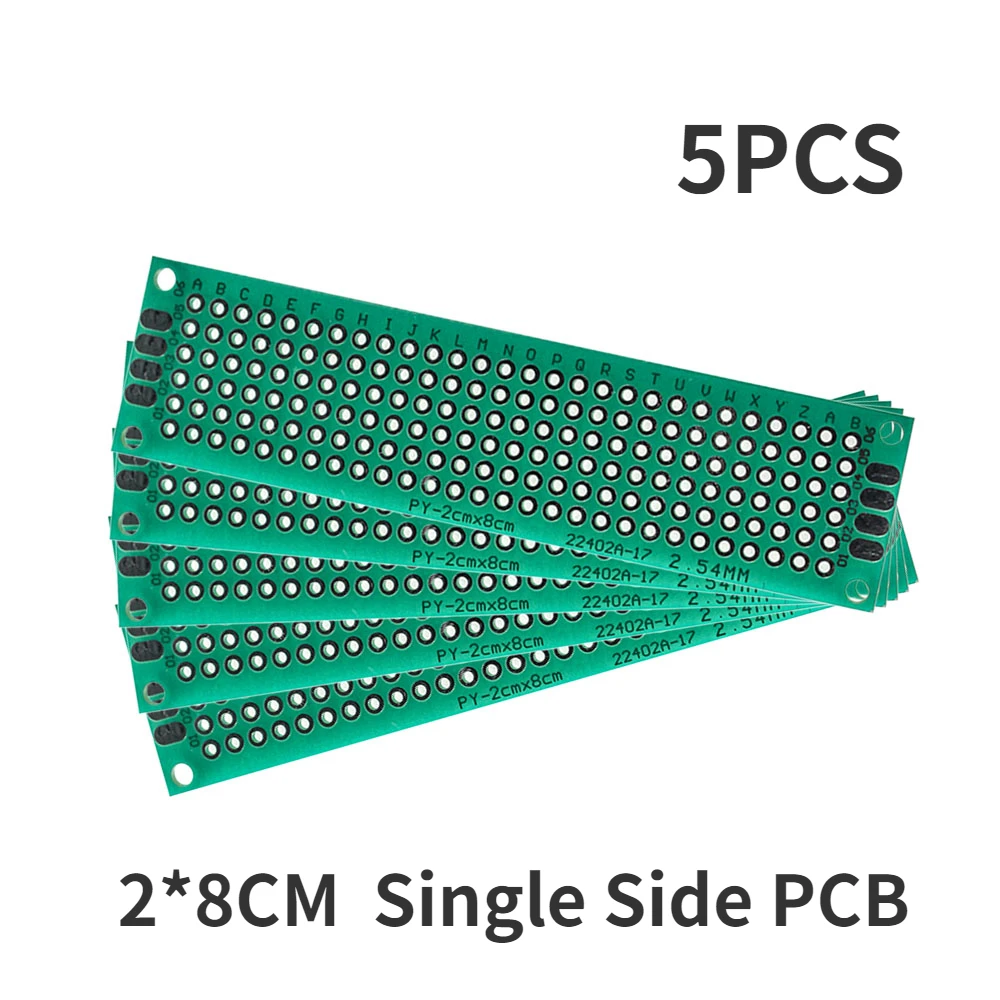 5PCS 2*8CM d Single Side PCB Board Prototype Board Green DIY Universal Circuit Boards Electronic Kit