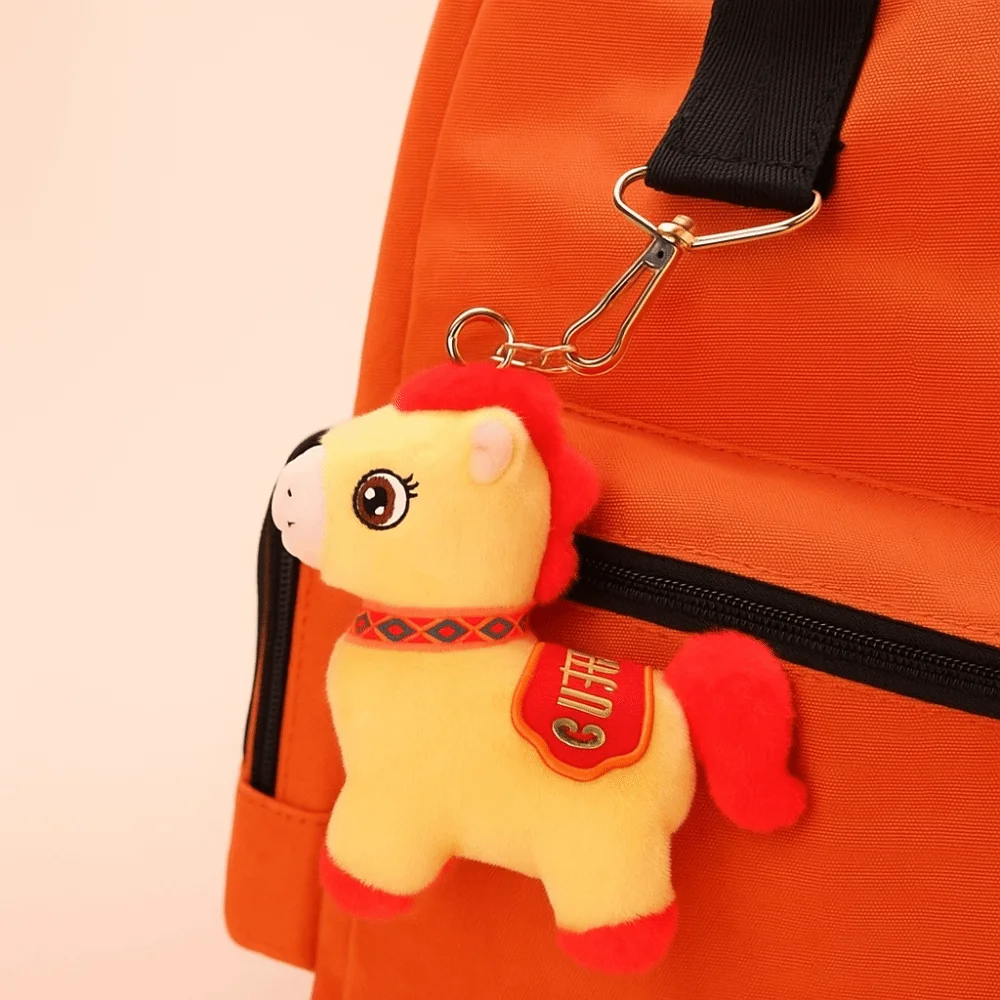 Chinese Style Lucky Pony Pendant Soft PP Cotton Mascot Horse Plush Keychain Portable Fluffy Chinese Horse Plush Doll