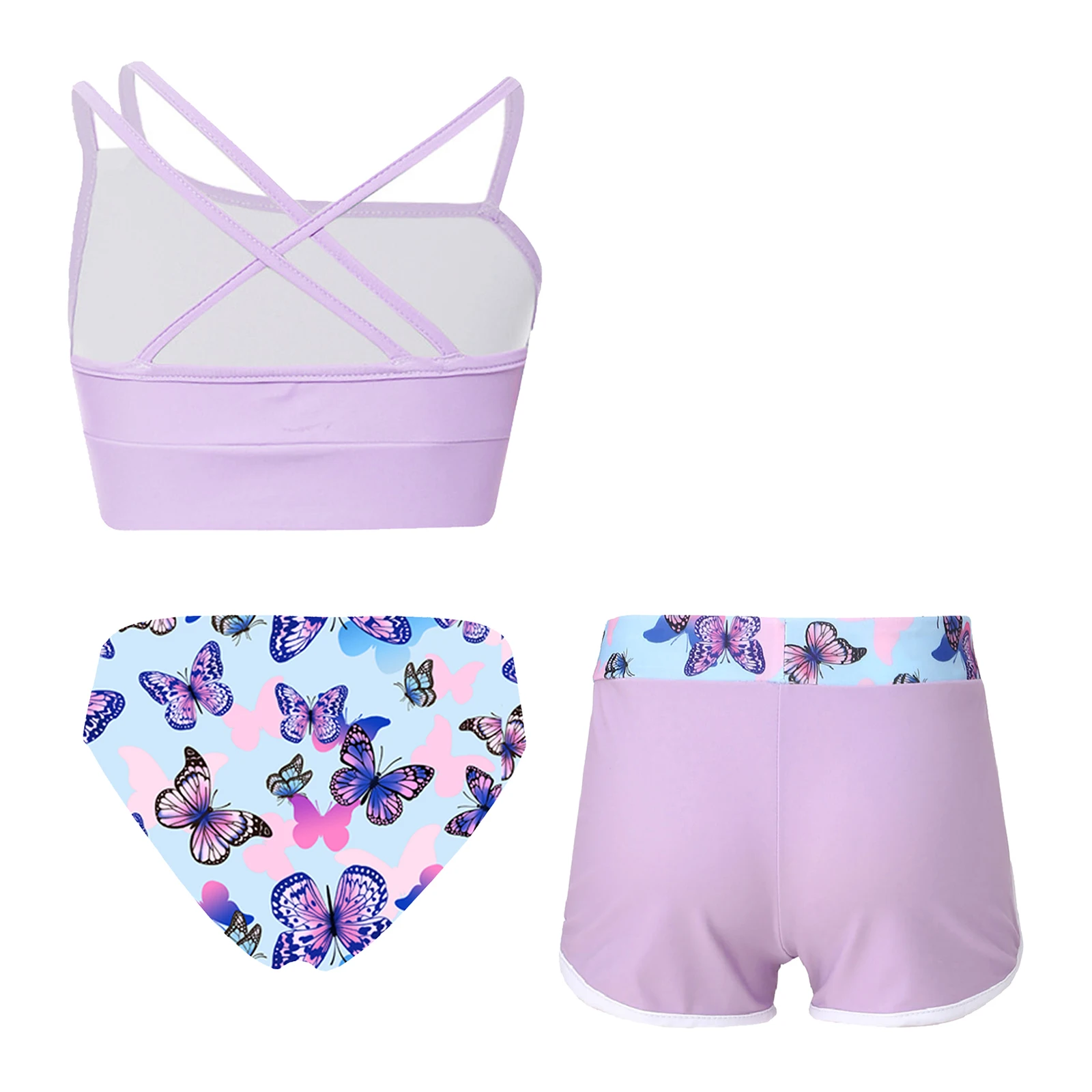 Kids Girls Swimsuit Set Children's Bathing Suits Swimsuits Crop Top Briefs Shorts Outfits for Pool Swimming Holiday Beach Wear