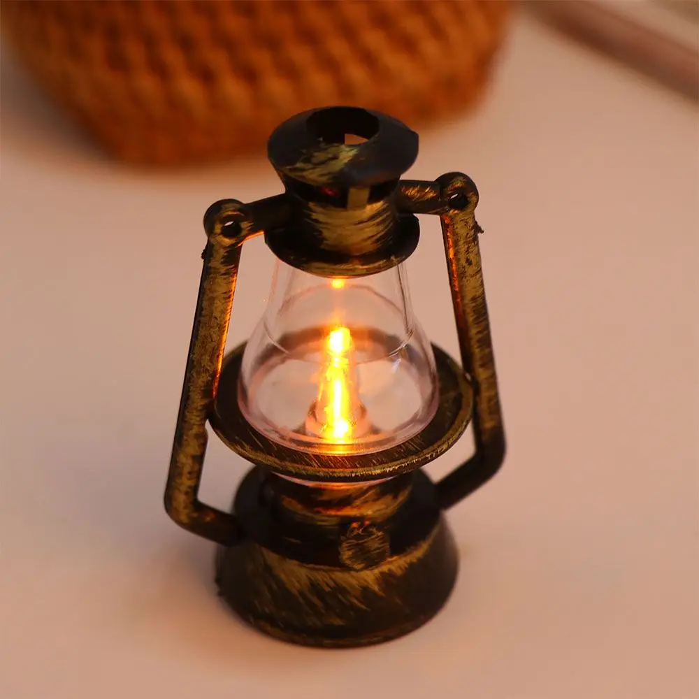 Miniature 1:12 1:6 Scale Dollhouse Living Room Kids Toy Kitchen Oil Lamp Kerosene Lantern Scene Ornaments Toy Doll