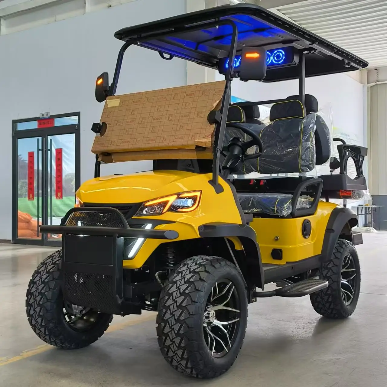 TongCai Hot Sale Yellow Golf Cart 48V Comfortable 4 Seat Electric Golf Cart