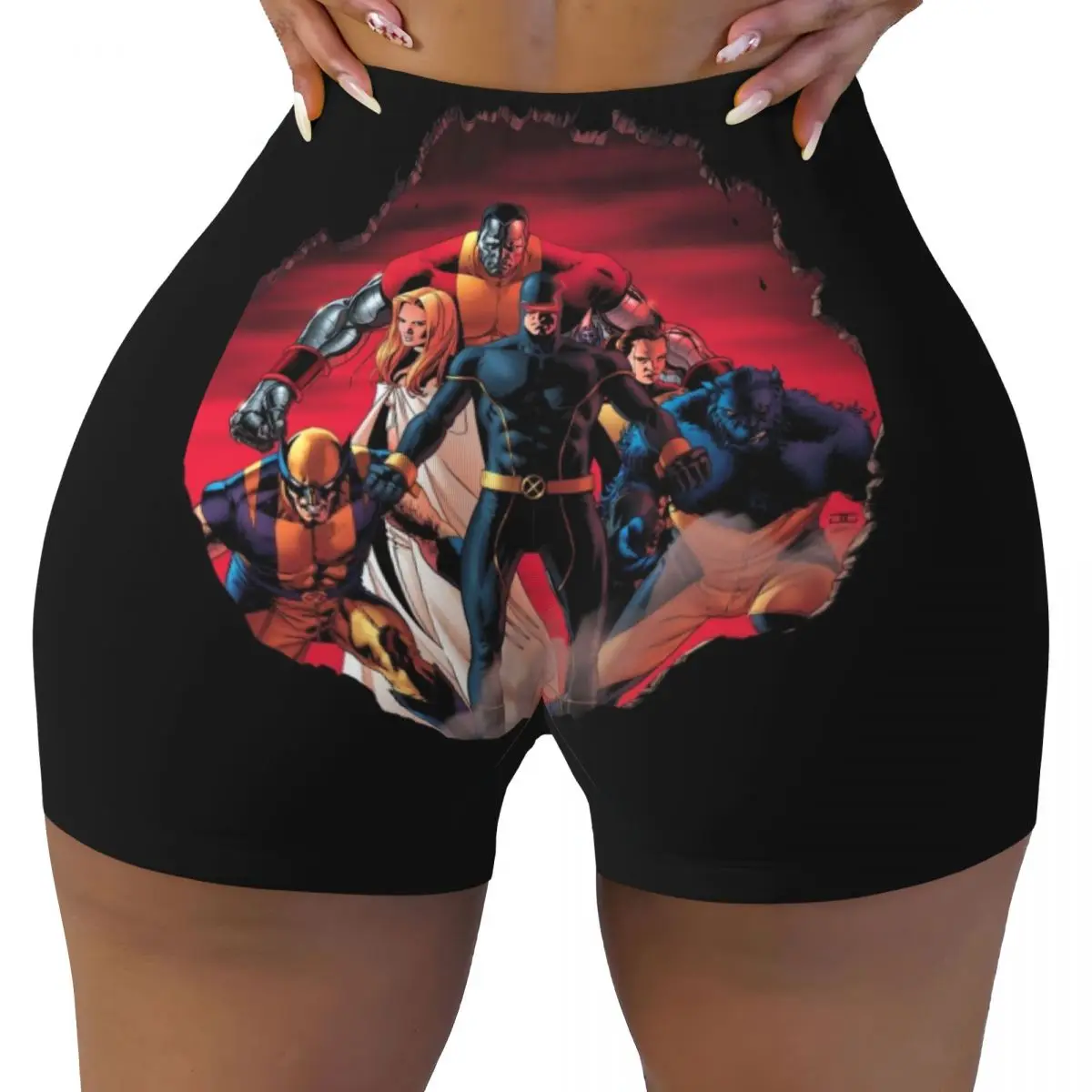 

Custom X-Men Comic Anime Workout Shorts Women Superhero Gym Running Biker Yoga Shorts