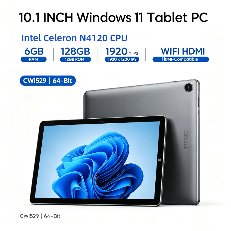 10.1 INCH Q1 6GB RAM 128GB ROM 64-Bit CWI529 Tablet PC Windows 11 Tablet PC 1920 X 1200 IPS WIFI HDMI-Compatible Quad Core