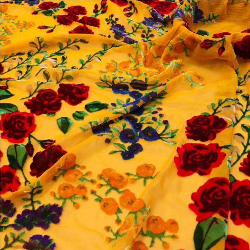

Woven velvet brocade viscose printed mottled and burned fabric nightgown dress cheongsam