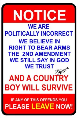 WE ARE POLITICALLY INCORRECT METAL SIGN 8X12 USA MADE MAN CAVE BAR PATRIOTIC