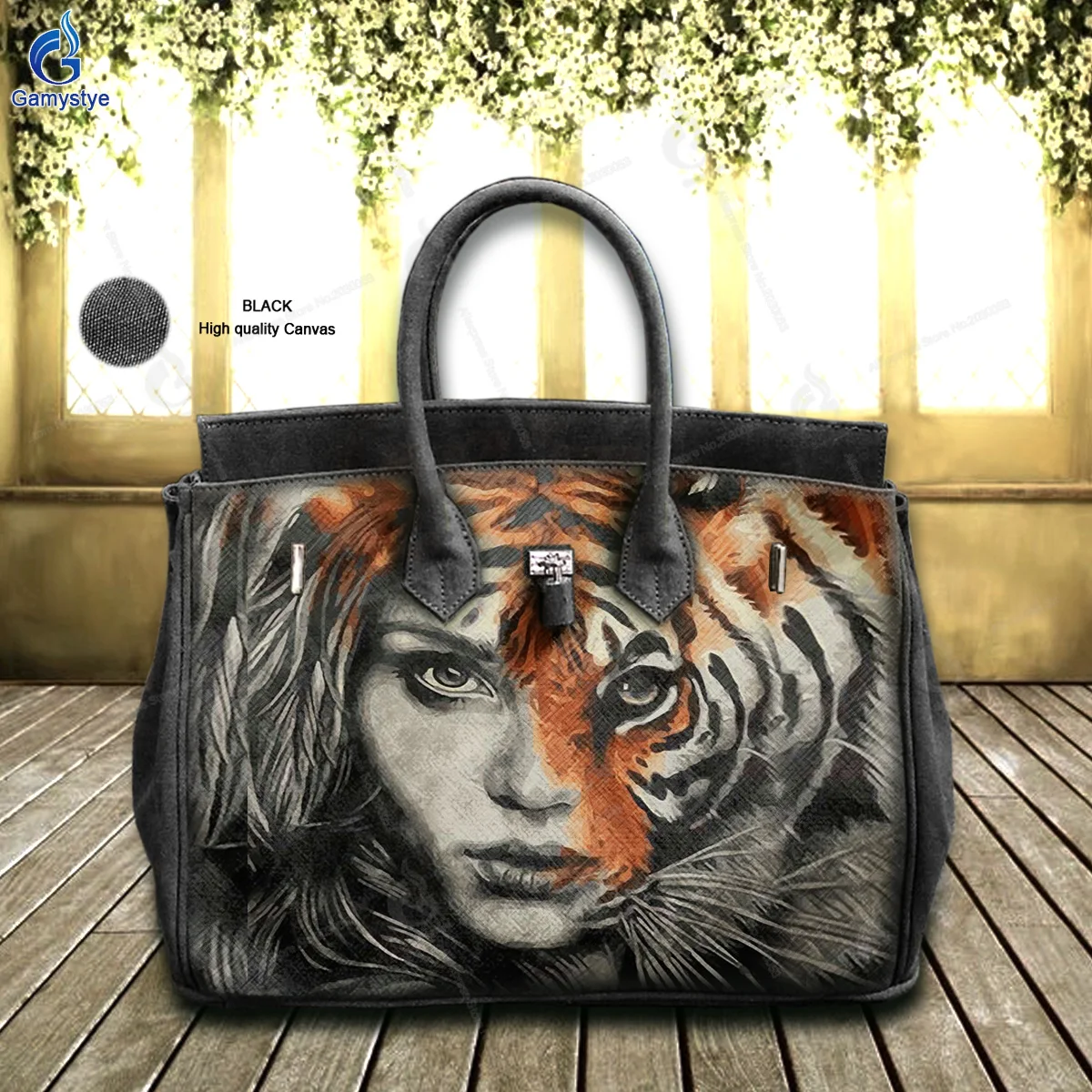 

Street Artisc Hand Draw A woman wearing tiger makeup Bag Ladies Tote Handbags Messenger Shoulder Bag For women Real Togo Cowskin