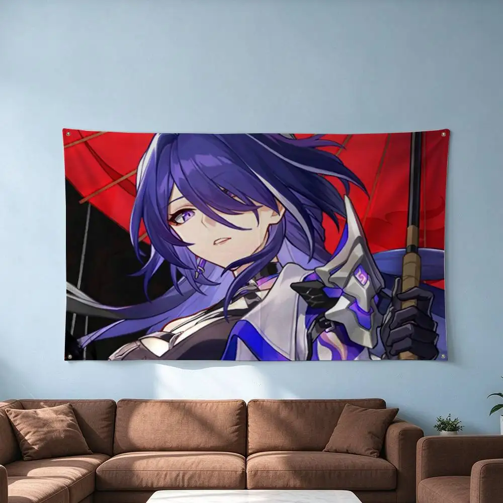 Honkai Star R-Rail Acheron  Flags Wall Hanging Tapestry Outdoor Garage Room Decorative flag Background Blanket