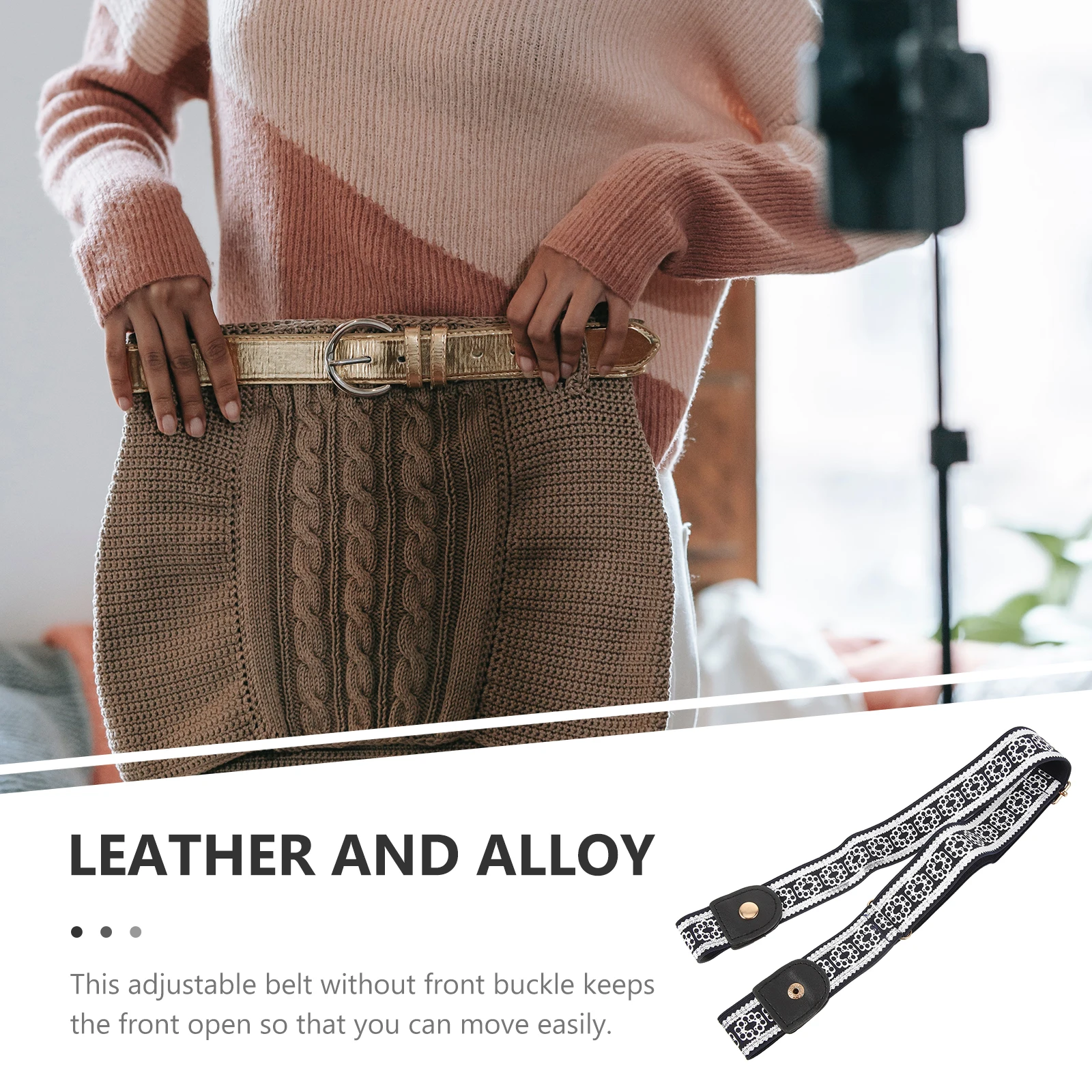 

Elastic Belt Women Adjustable Stretch No Buckle Wide Belts for Jeans Pants Belts Women Waist Tightener Invisible Belt