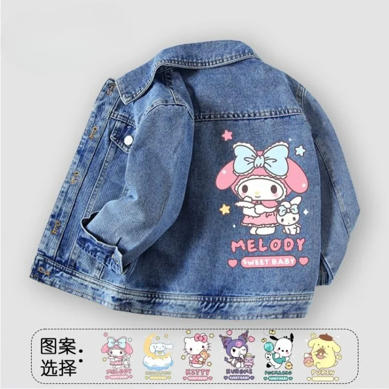 

Sanrio Anime Peripheral Hello Kitty Kuromi My melody denim jacket top Cinnamoroll Autumn casual versatile jacket wholesale