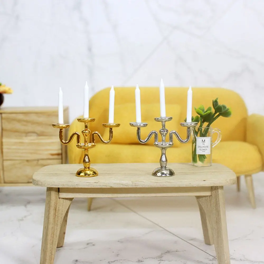 1:12 Schaal Poppenhuis Kandelaar Miniatuur Kandelaar Poppenaccessoires Spelen House Scene Model Foto Rekwisieten Kidds Speelgoed Cadeau