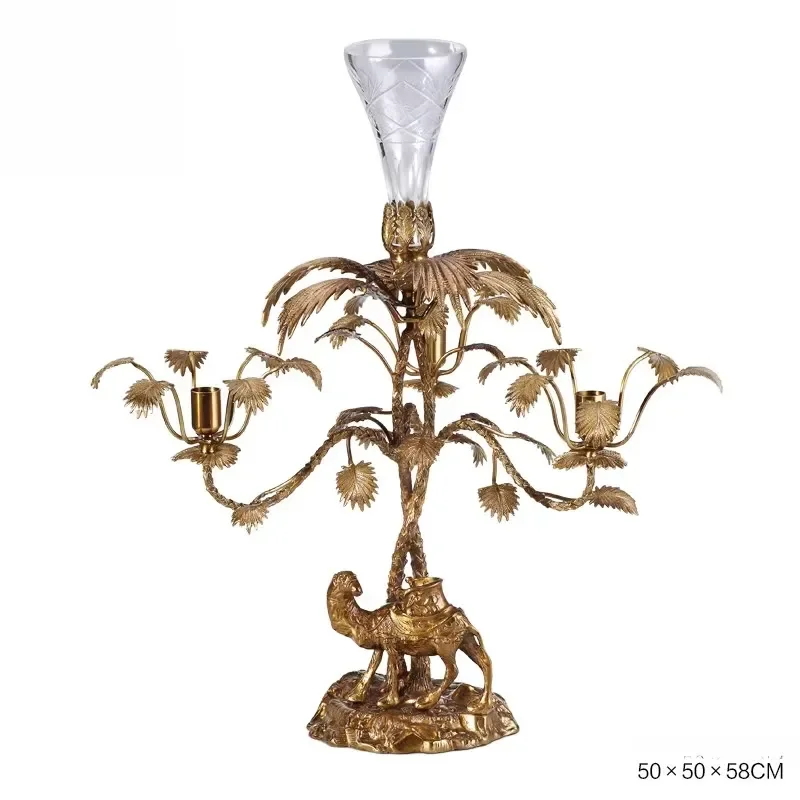 European-style copper sculpture, imported crystal glass transparent luxurious court-style Western dining table fruit bowl