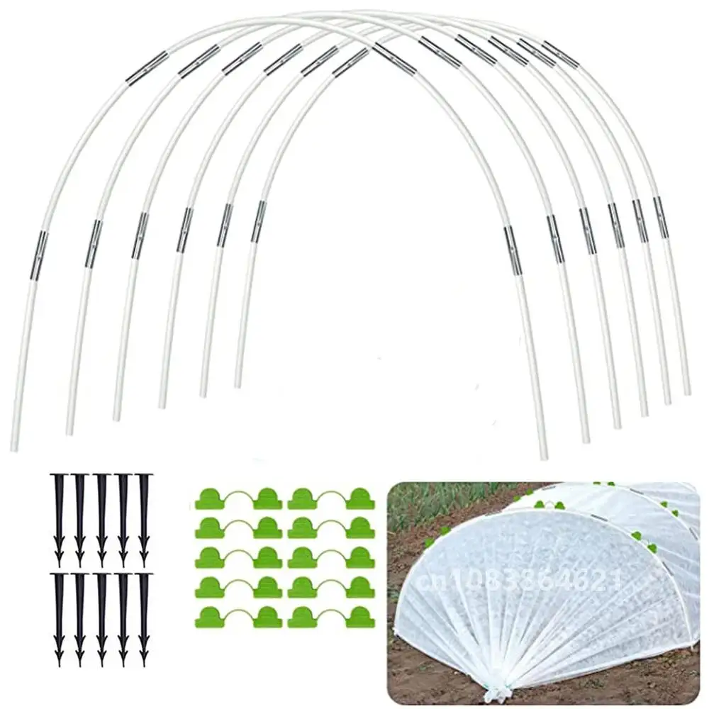 

Greenhouse Hoops Set Gardening Folding Fiber Rod Set Greenhouse Seedling Arch Shed Bracket Garden Plant Hoop Grow Tunnel Support