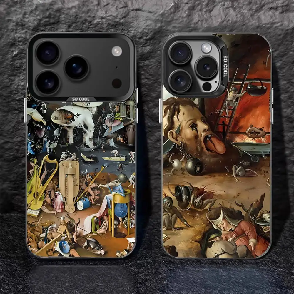 

H-Hieronymus Bosch Painting Phone Case For iPhone 17,16,15,14,13,12,11,Pro,XS,Max,Plus,Mini,SE4,E Black Matte Shockproof Cover