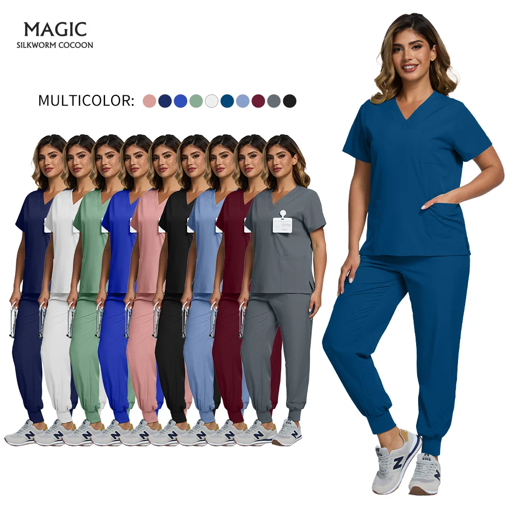 

Unisex Medical Uniform Pharmacy Nursing Clothes Beauty Costume Women Doctor Nurse Scrub Set Dentist Workwear Clinical Tops Pants