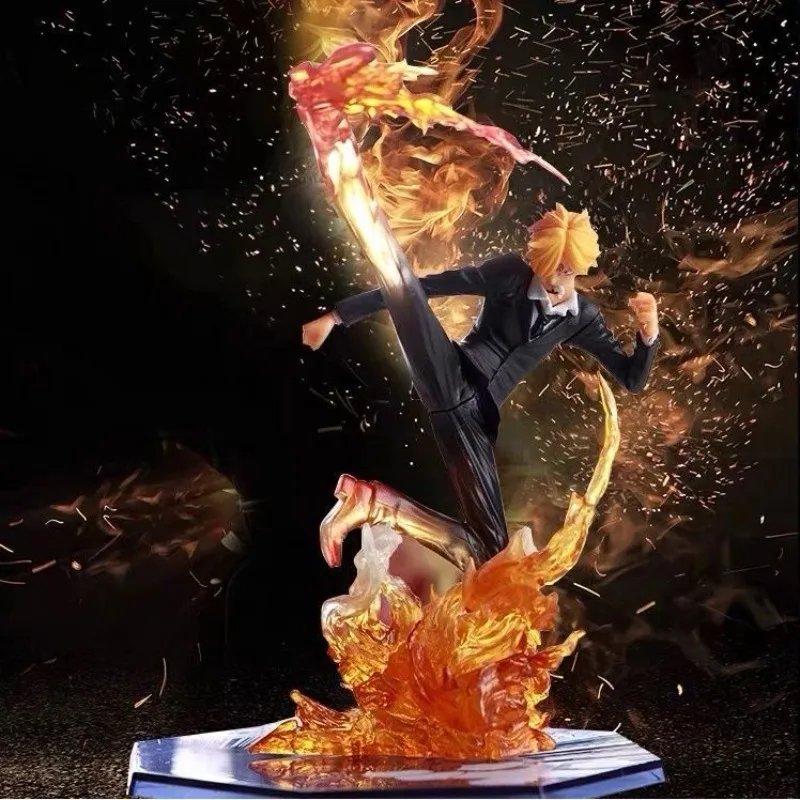 One Piece Figur Sanji mit Kickschlag-Modell, Spielzeugpuppe, Dekoration, Zoro Luffy Drei-Schwerter-Stil Spezialeffekt-Figur, Sammlerstück