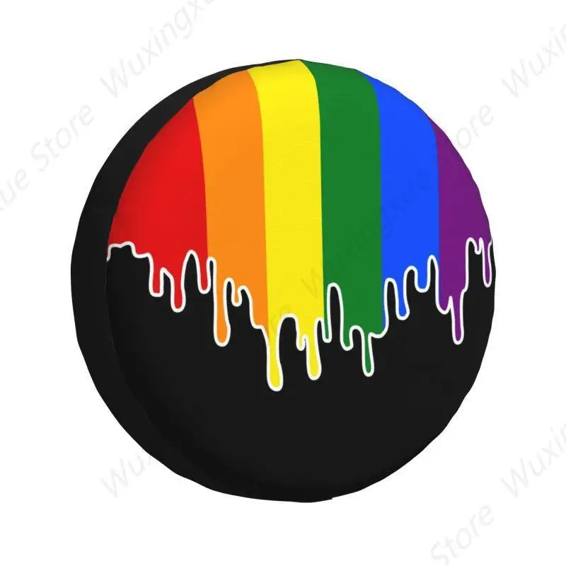 

Gay Pride Flag Drip Spare Tire Cover for Mitsubishi Pajero LGBT Rainbow Lesbian SUV RV Trailer Car Wheel Protectors Accessories