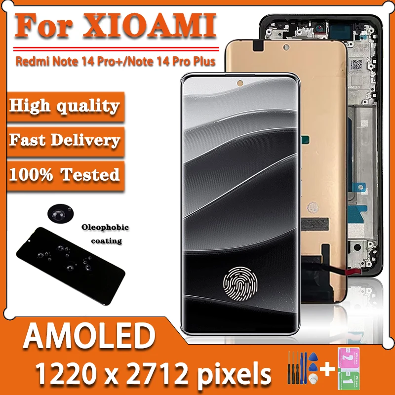 6.67“ New AMOLED For Xiaomi Redmi Note 14 Pro+ 5G Lcd Display Touch Screen Digitizer For Redmi Note14 Pro Plus 24115RA8EC