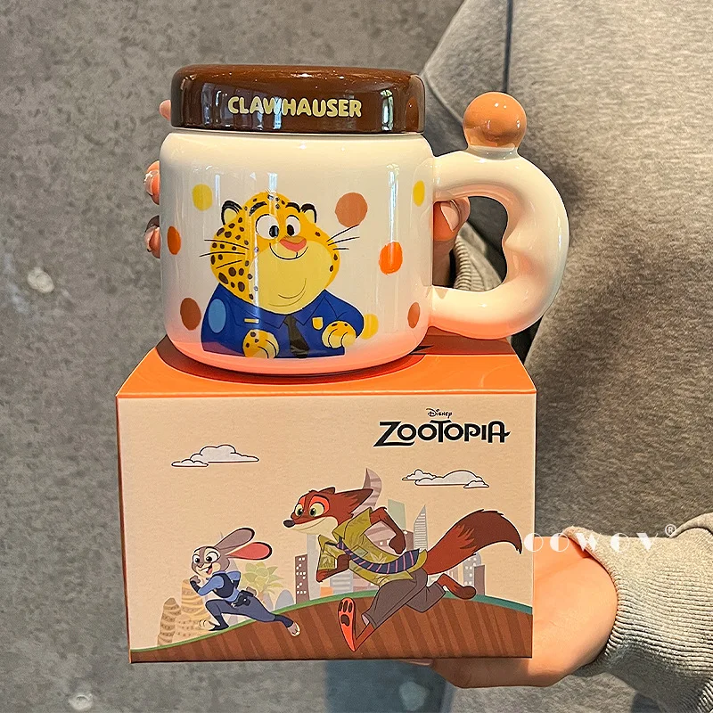 400ML Zootopia Multiple Characters Ceramic Mug with Dustproof Lid Cute Cartoon Milk Coffee Cup Home Birthday Gift - view 3