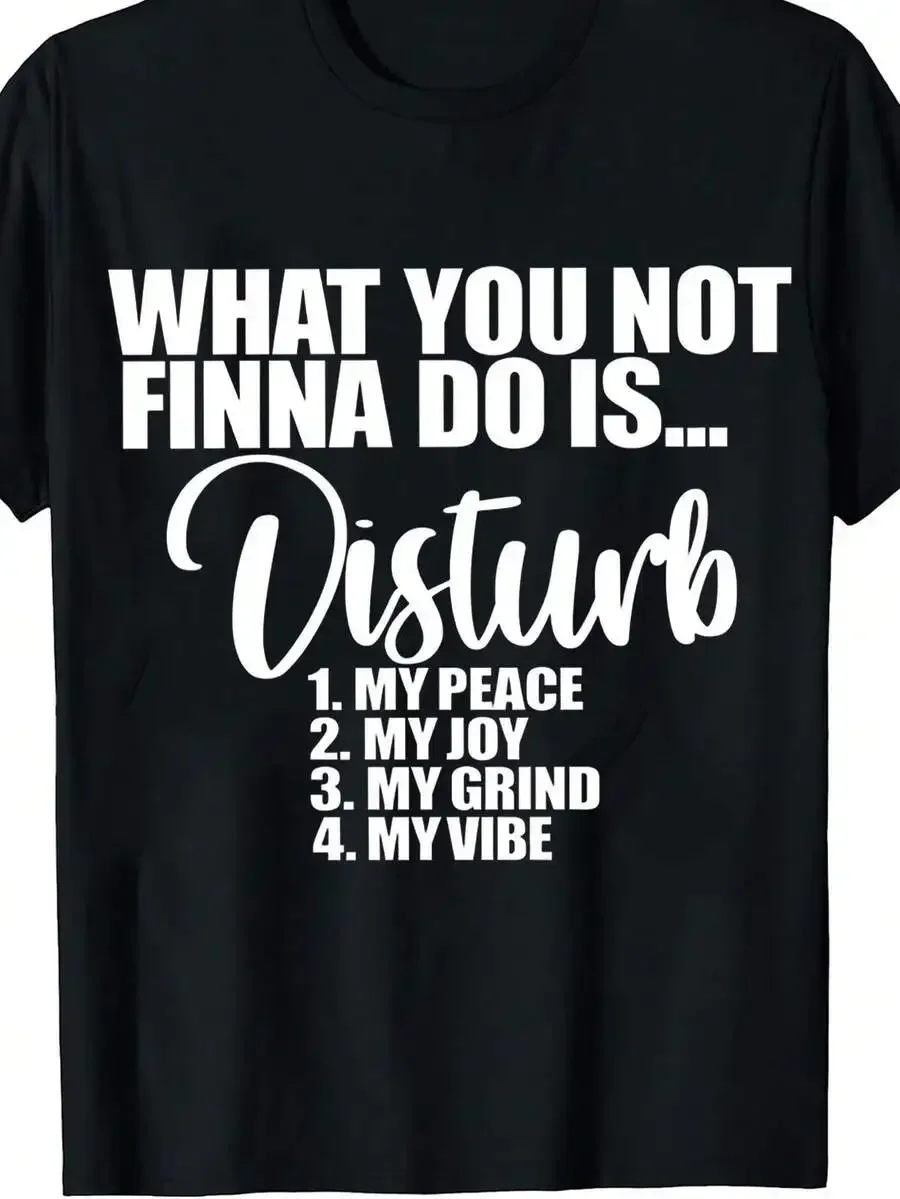 1pc Men's Motivational Quote Print Black TShirt, Crew Neck, Casual Cotton Tee Medium Stretch Knit Fabric, Men's Regular Fit, Siz