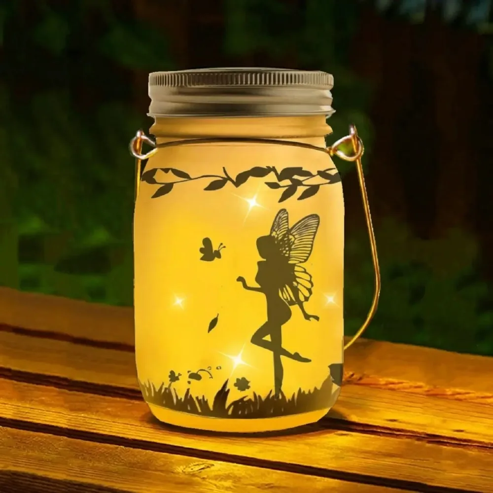 

New 10 Light Standing Solar Lamp Waterproof Hanging Standing Fairy Firefly Jar Lids Lamp Garden Decor Lighting