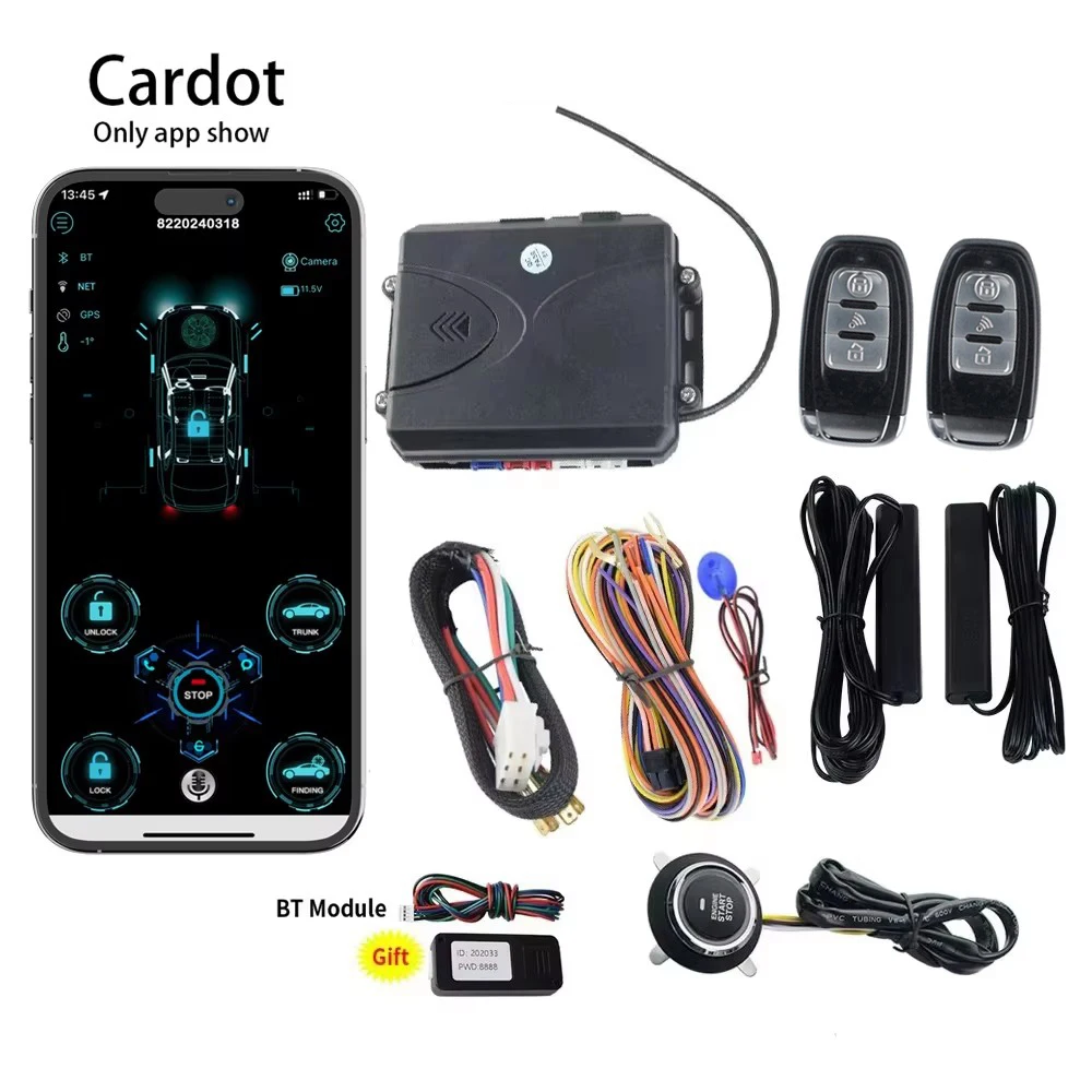 CARDOT Pke Passive Keyless Entry Smart Anti-Thief  Push Button Start Stop Mobile App Start Stop  Car Alarms
