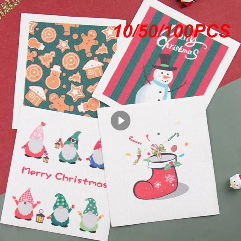 

10/50/100 шт., кухонные полотенца с рисунком