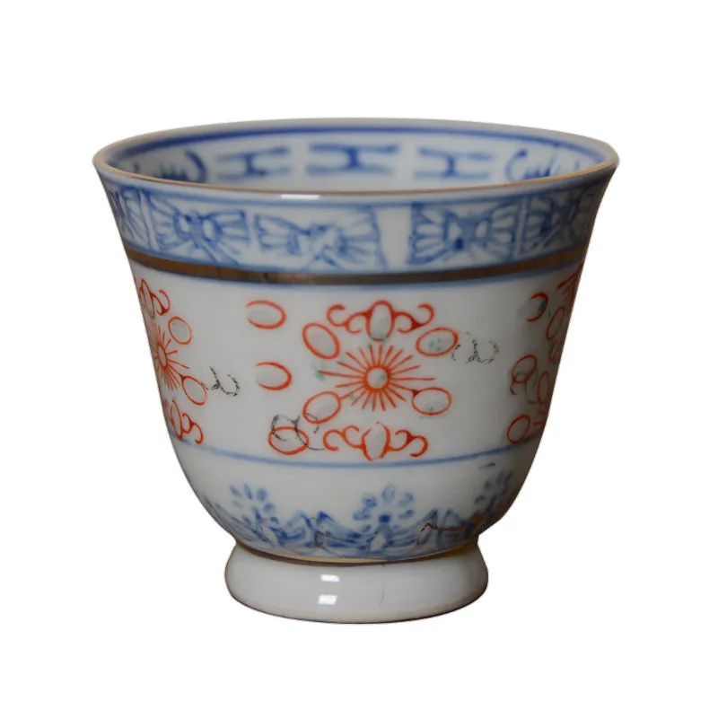 Jingdezhen Hand drawn Blue And White Paintings Gold Doucai Linglong Ceramics Beautiful Cup Golden Bell Cup