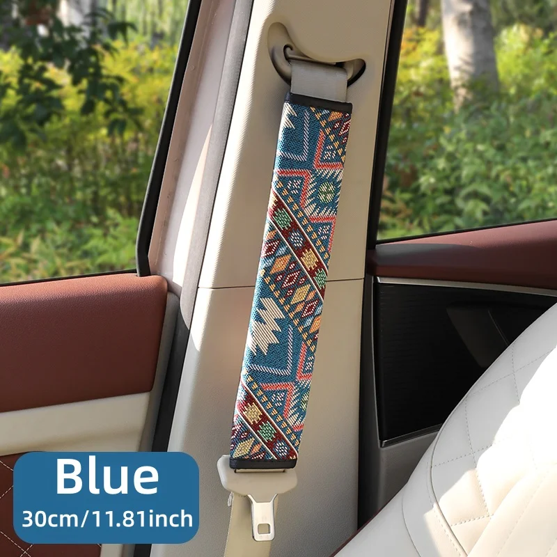 Bohemian-Stil Leinen-Autositzgurt-Schulterpolster, Erhältlich in 30cm oder 50cm, Geeignet für Alle Jahreszeiten, Einfach zu Installieren – Detail 8