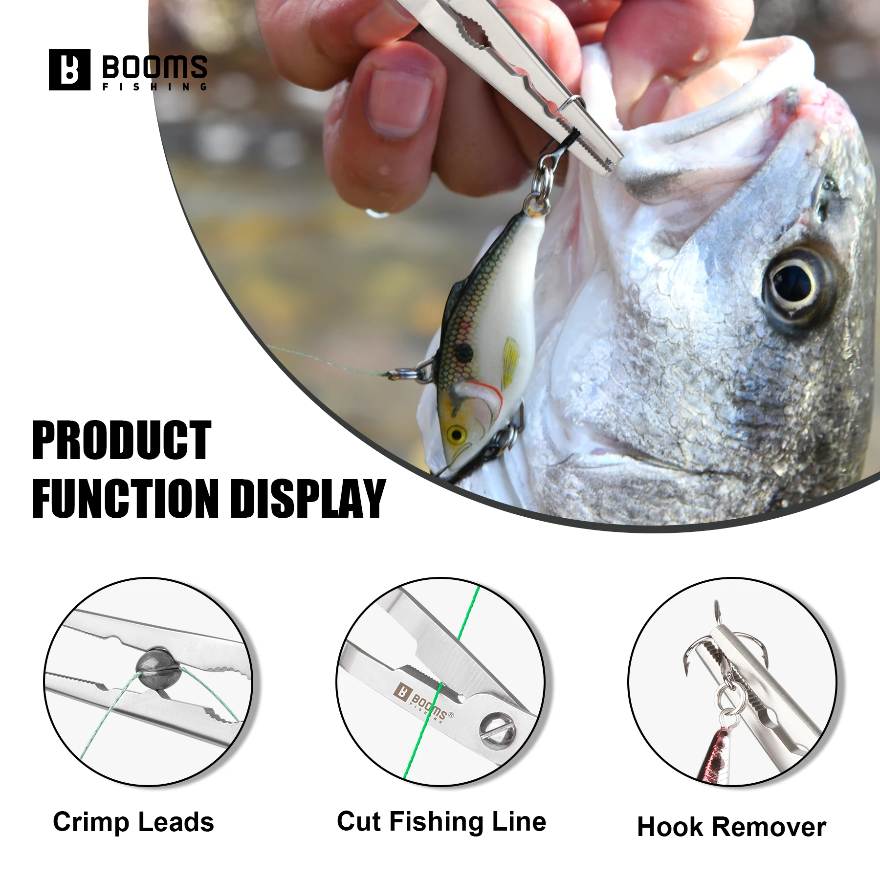 cut fish line hook Booms Fishing H06 Fish Pliers Anti-slip High-strength Multifunctional Cut  Fishing Line Fishing Tied Hook Plier Angling Equipment