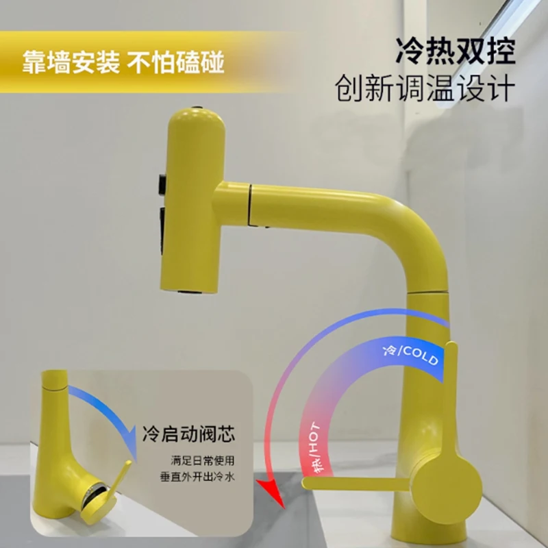 Kitchen Sink Faucet Pull Out Rotation Waterfall Stream Sprayer Stainless Steel Tap Hot Cold Mixer Faucet Deck Mounted