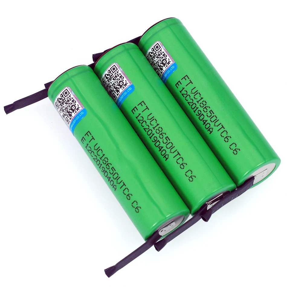 Varicoore VTC6 baterai isi ulang Li-ion 3.7V 3000 mAh lepas 30A untuk VC18650VTC6 Baterai + lembar nikel DIY