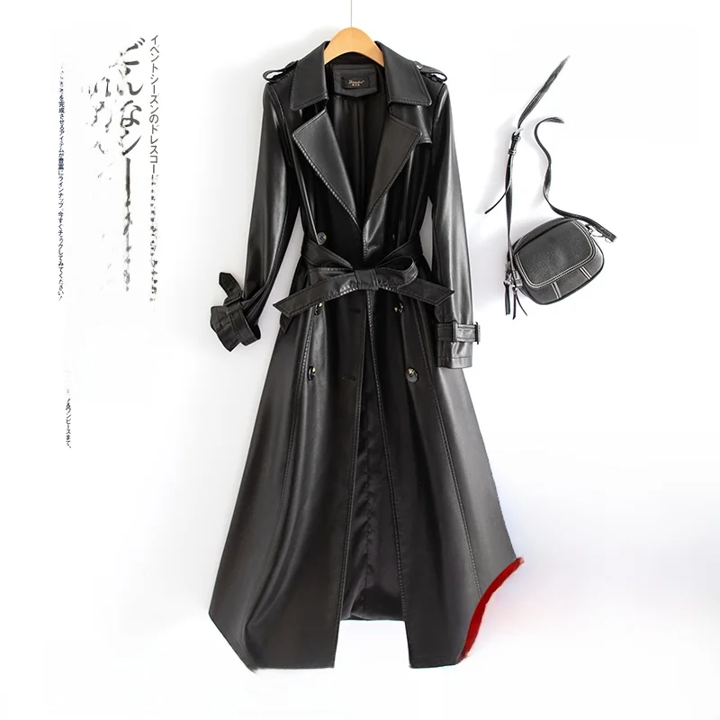   เสื้อโค้ทหนังแท้ Ning สำหรับผู้หญิง ความยาวปานกลาง หนังแกะ ฤดูใบไม้ผลิ ฤดูใบไม้ร่วง รุ่นใหม่ สไตล์เกาหลี ทรงเข้ารูป เสื้อกันลมสำหรับผู้หญิง