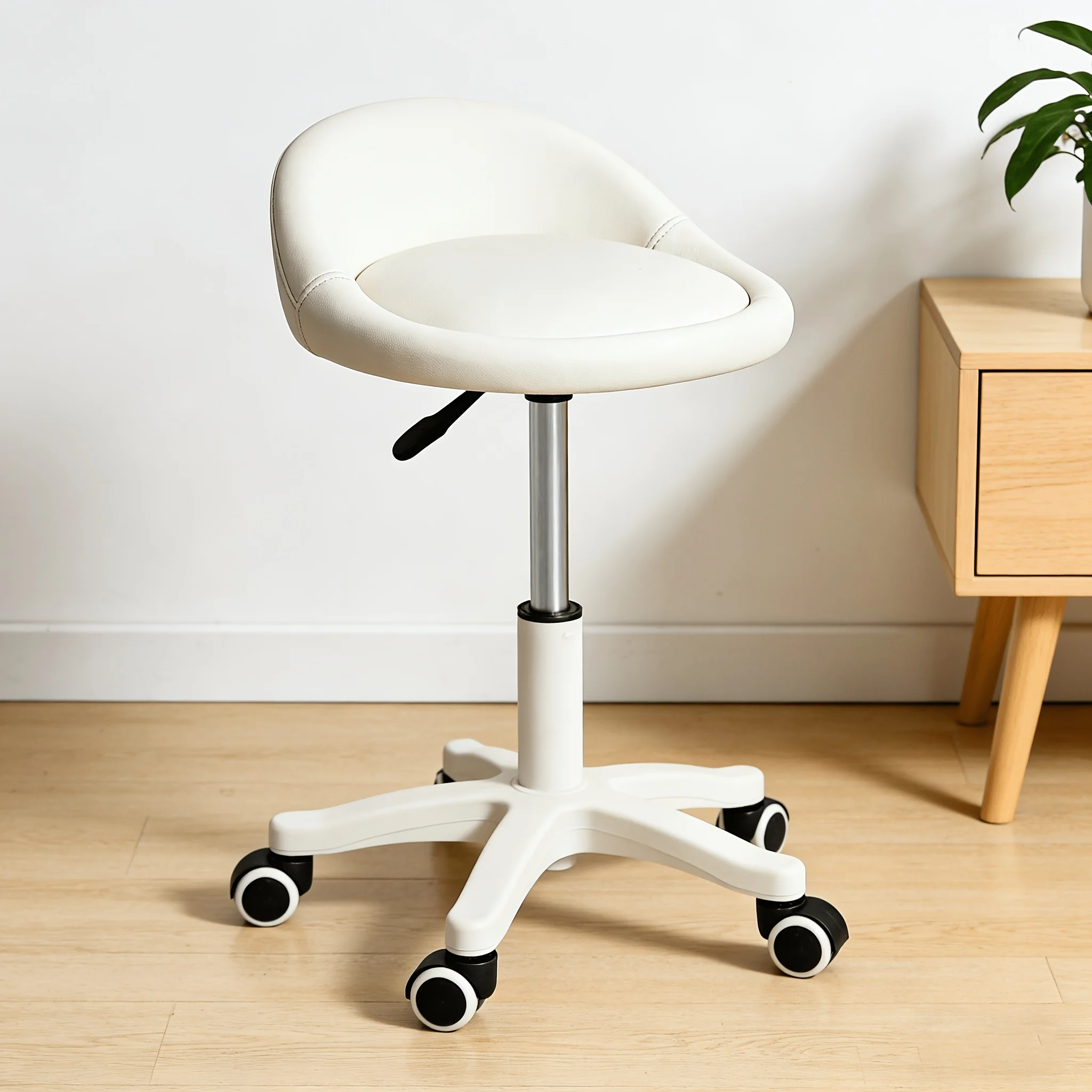 Makeup Master Beauty Salon - Saddle Rolling Stool With Wheels Swivel